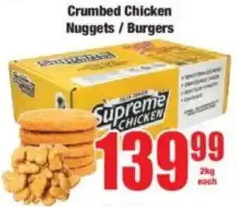 Boxer Crumbed Chicken Nuggets/ Burgers offer