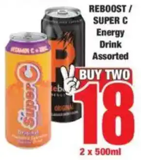 Boxer REBOOST/ SUPER C Energy Drink Assorted offer