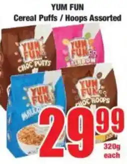 Boxer YUM FUN Cereal Puffs/ Hoops Assorted offer