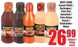 Boxer BEST COOK Sweet Chilli/ Barbeque/ Peri-Peri Assorted/ Pele-Naise Sauce/ Chakalaka-Naise offer