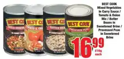 Boxer BEST COOK Mixed Vegetables In Curry Sauce/ Tomato & Onion/ Butter Beans in Sweetened Brine/ Processed Peas in Sweetened Brine offer