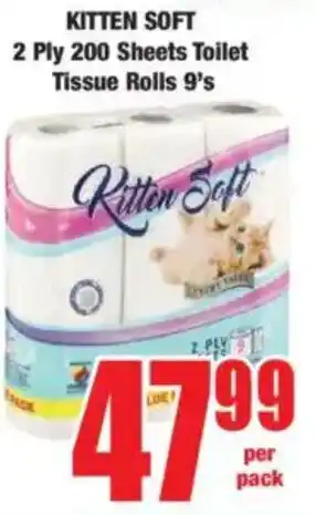 Boxer KITTEN SOFT 2 Ply 200 Sheets Toilet Tissue Rolls offer
