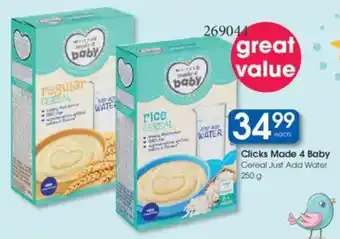 Clicks Clicks Made 4 Baby Cereal Just Add Water offer