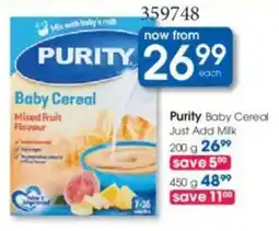 Clicks Purity Baby Cereal Just Add Milk offer