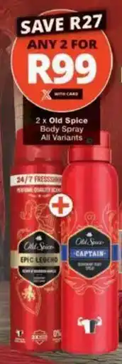 Checkers Old Spice Body Spray All Variants offer