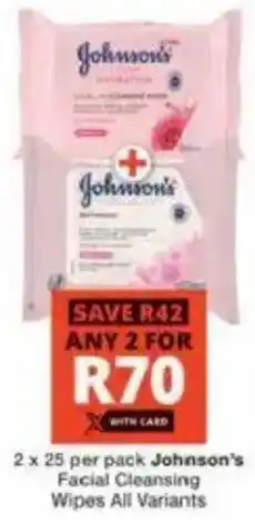 Checkers Johnson's Facial Cleansing Wipes All Variants offer