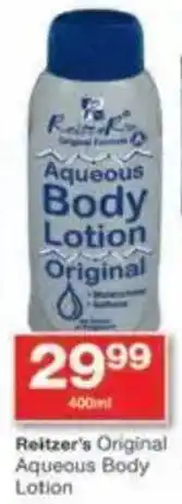Checkers Reitzer's Original Aqueous Body Lotion offer
