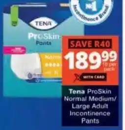 Checkers Tena ProSkin Normal Medium/ Large Adult Incontinence Pants offer
