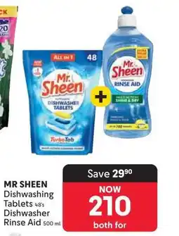Makro MR SHEEN Dishwashing Tablets 48's + Dishwasher Rinse Aid 500 ml offer