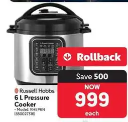 Makro Russell Hobbs 6 L Pressure Cooker offer