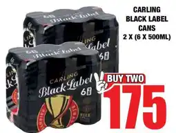 Boxer CARLING BLACK LABEL CANS 2 X (6 X 500ML) offer