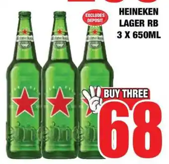 Boxer HEINEKEN LAGER RB 3 X 650ML offer