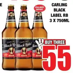 Boxer CARLING Black Label RB 3 x 750ml offer