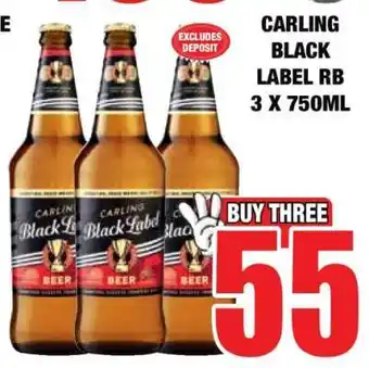 Boxer CARLING Black Label RB 3 x 750ml offer