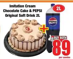 Boxer Imitation Cream Chocolate Cake & PEPSI Original Soft Drink 2L offer