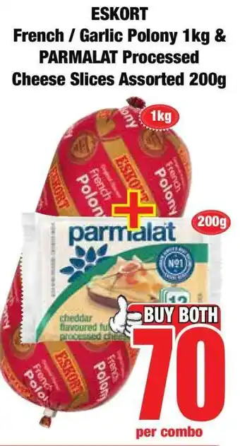 Boxer ESKORT French / Garlic Polony 1kg & PARMALAT Processed Cheese Slices Assorted 200g offer