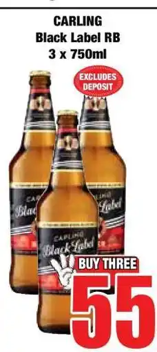 Boxer CARLING Black Label RB 3 x 750ml offer