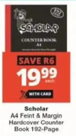 Checkers Scholar A4 Feint & Margin Hardcover Counter Book offer