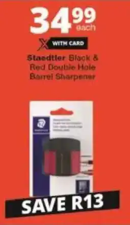 Checkers Staedtler Black & Red Double Hole Barrel Sharpener offer