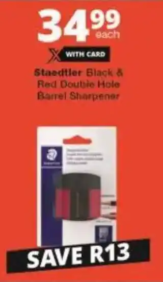 Checkers Staedtler Black & Red Double Hole Barrel Sharpener offer