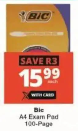 Checkers Bic A4 Exam Pad 100-Page offer