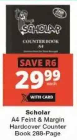 Checkers Scholar A4 Feint & Margin Hardcover Counter Book offer