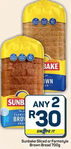 Pick n Pay Hypermarket Sunbake Sliced or Farmstyle Brown Bread offer