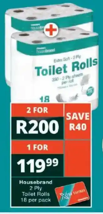 Checkers Housebrand 2 Ply Toilet Rolls offer