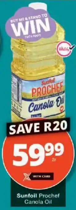 Checkers Sunfoil Prochef Canola Oil offer
