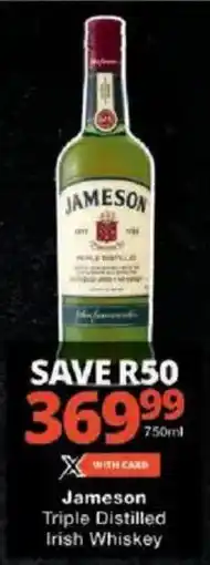 Checkers Jameson Triple Distilled Irish Whiskey offer