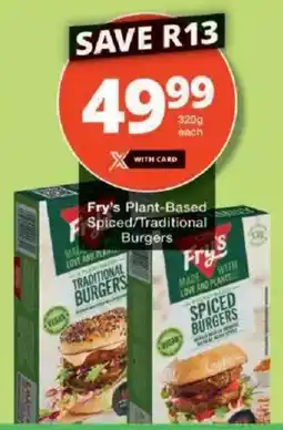 Checkers Fry's Plant-Based Spiced/ Traditional Burgers offer