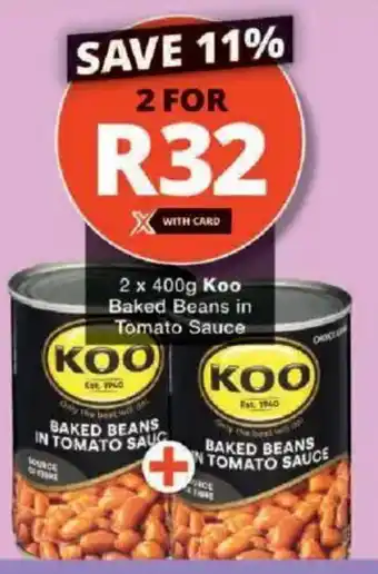 Checkers Koo Baked Beans in Tomato Sauce offer