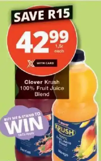 Checkers Clover Krush 100% Fruit Juice Blend offer