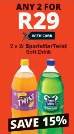 Checkers Sparletta/ Twist Soft Drink offer