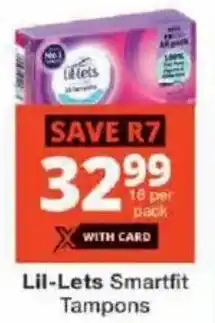 Checkers Lil-Lets Smartfit Tampons offer