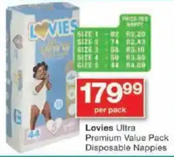 Checkers Lovies Ultra Premium Value Pack Disposable Nappies offer