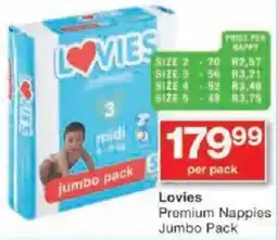 Checkers Lovies Premium Nappies Jumbo Pack offer
