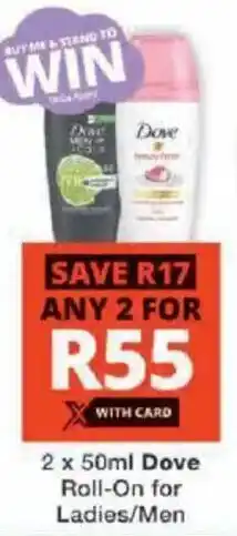 Checkers Dove Roll-On for Ladies/ Men offer