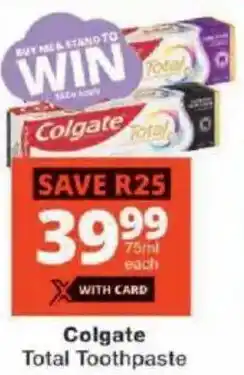 Checkers Colgate Total Toothpaste offer
