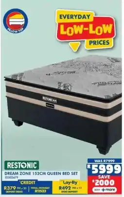 Russells Restonic dream zone 152cm queen bed set offer