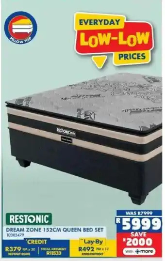 Russells Restonic dream zone 152cm queen bed set offer