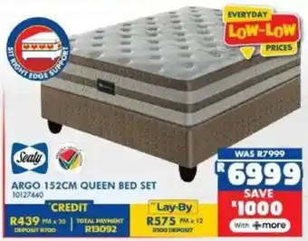 Russells Sealy argo 152cm queen bed set offer