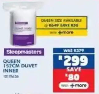 Russells Sleepmasters queen 152cm duvet inner offer
