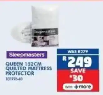Russells Sleepmasters queen 152cm quilted mattress protector offer