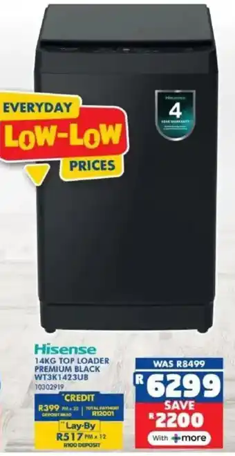 Russells Hisense top loader premium black offer