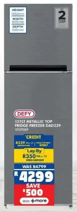 Russells Defy metallic top fridge freezer offer