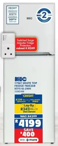 Russells KIC white top fridge freezer offer