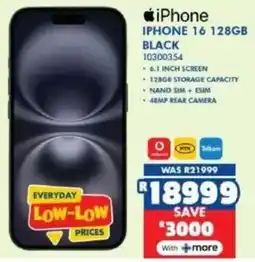Russells iPhone 16 128gb black offer