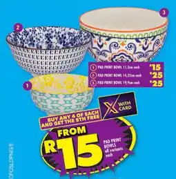 Shoprite Pad print bowls offer