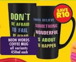 Shoprite Neon words coffee mug offer